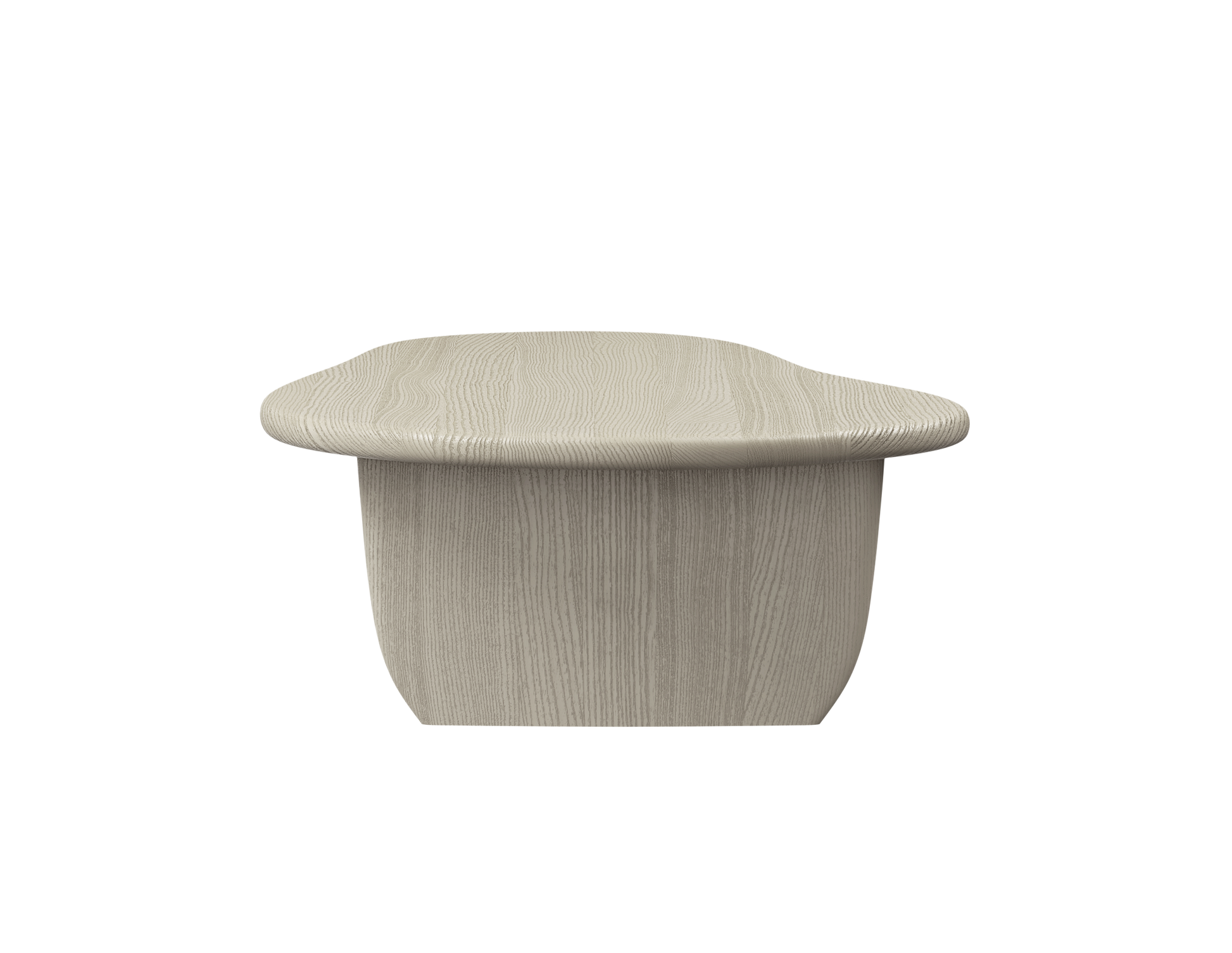 Ash white FORM coffee table by My Store with a sleek rectangular design and wooden finish, shown in a modern living room setting.