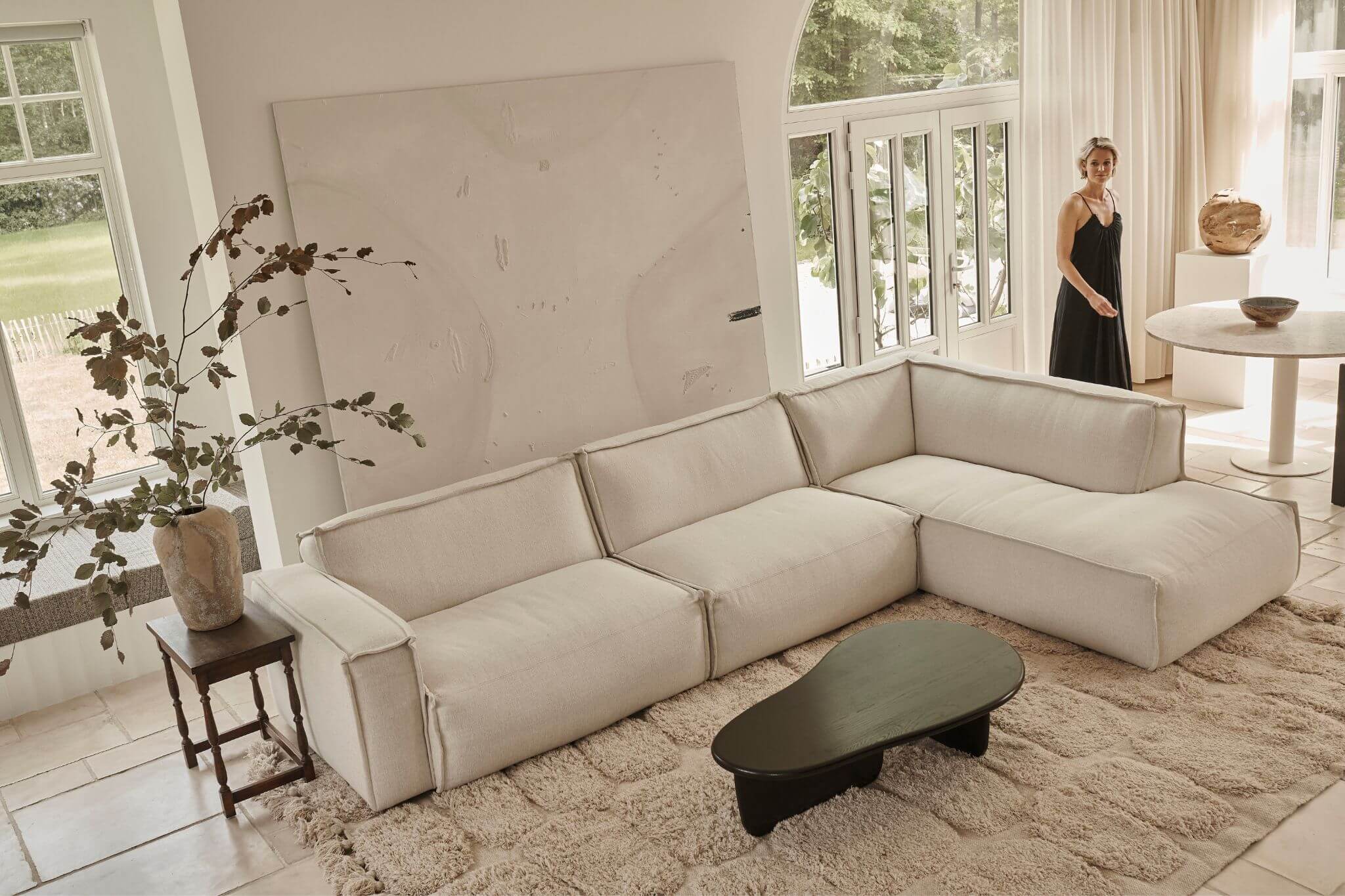 Charcoal FORM coffee table by My Store with a sleek rectangular design and wooden legs, measuring 120x66 cm.