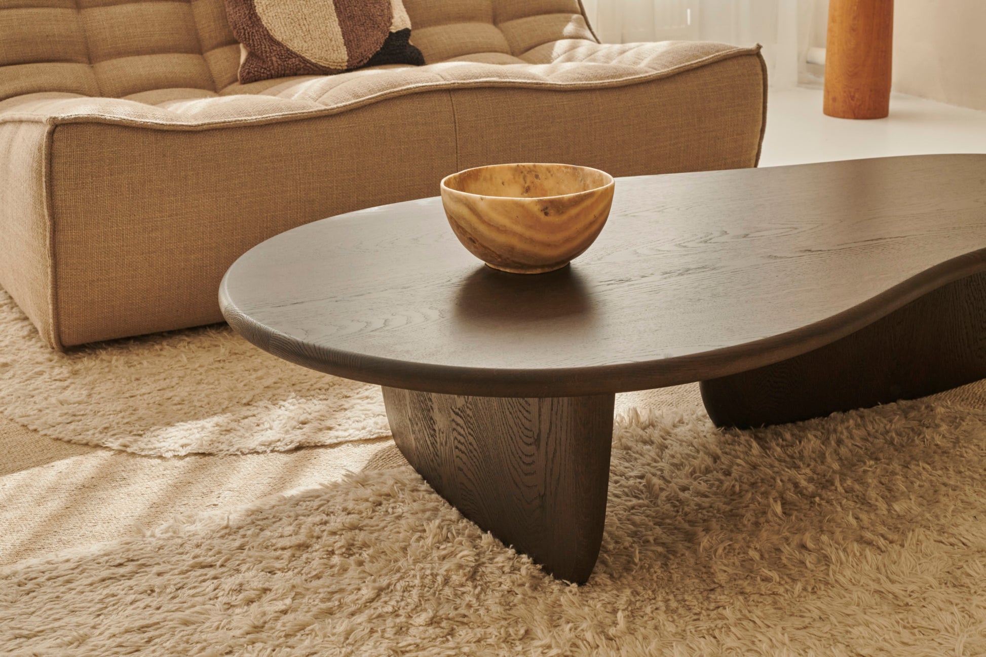 Smoked FORM coffee table by My Store with a sleek rectangular design and modern smoked finish, measuring 120x66 cm.