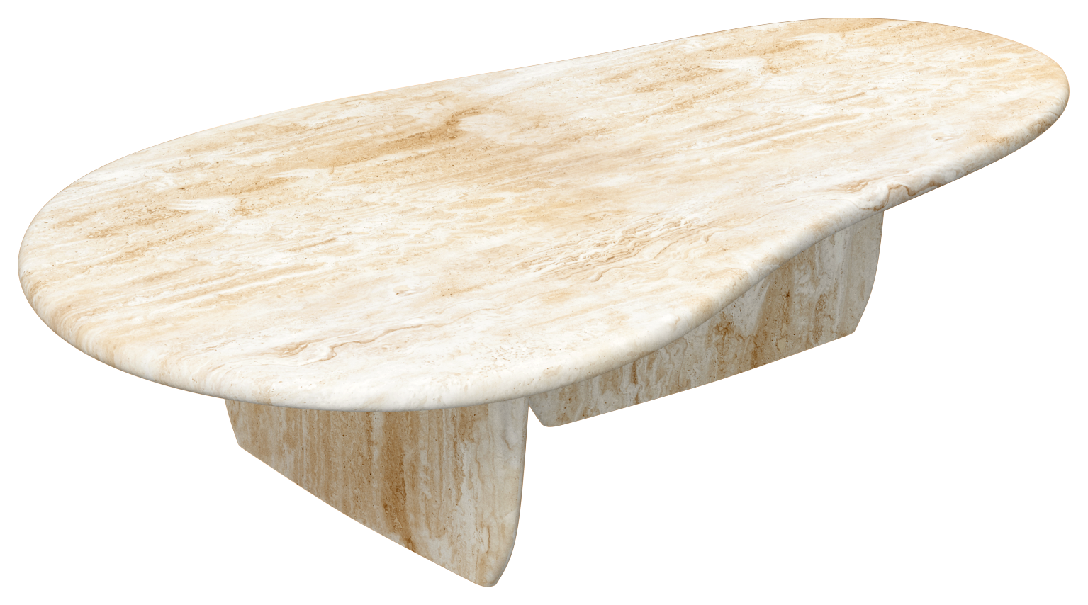 Form coffee table with a sleek travertine top and modern design, 120x66 cm, by My Store.