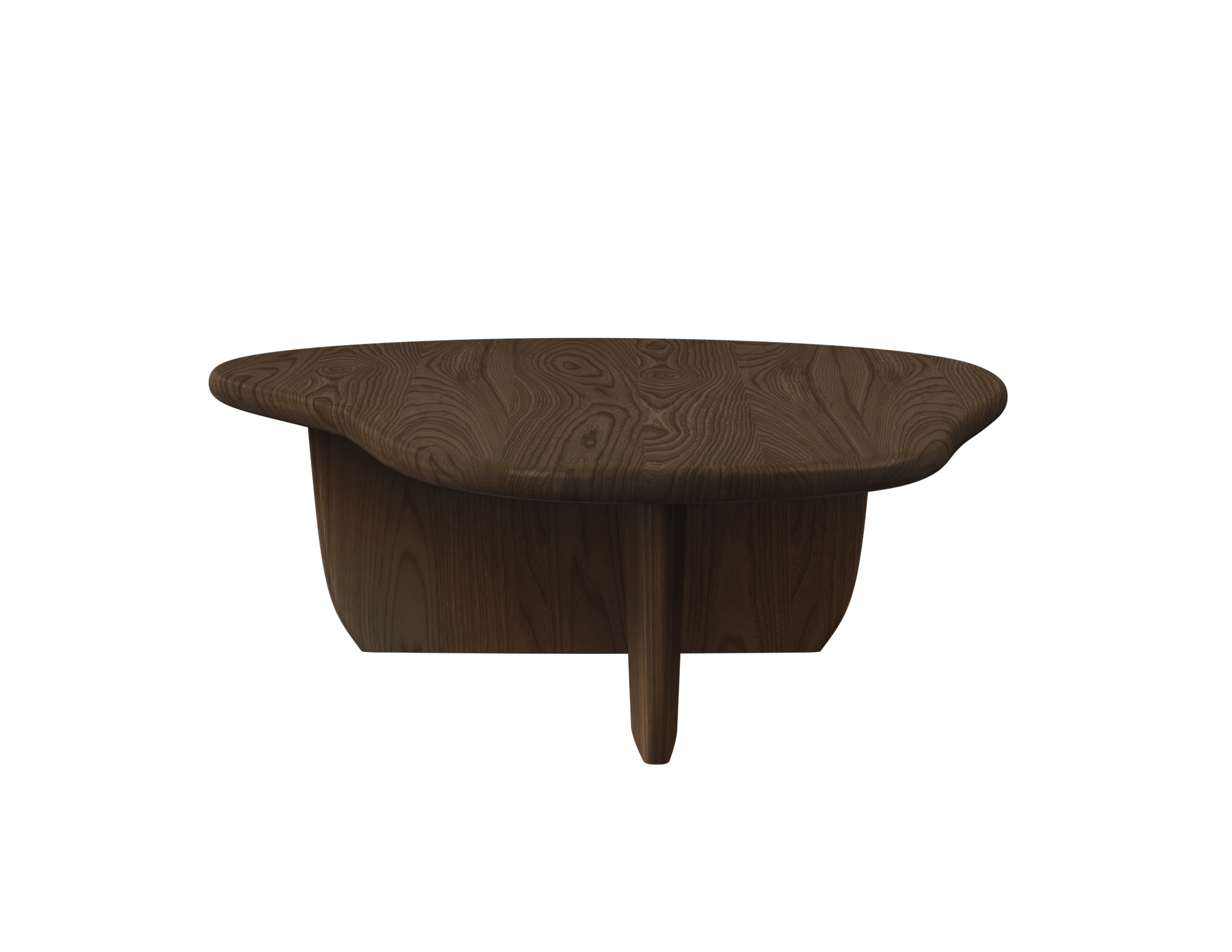 Walnut FORM coffee table with sleek rectangular design and smooth wood finish, perfect for modern living rooms.