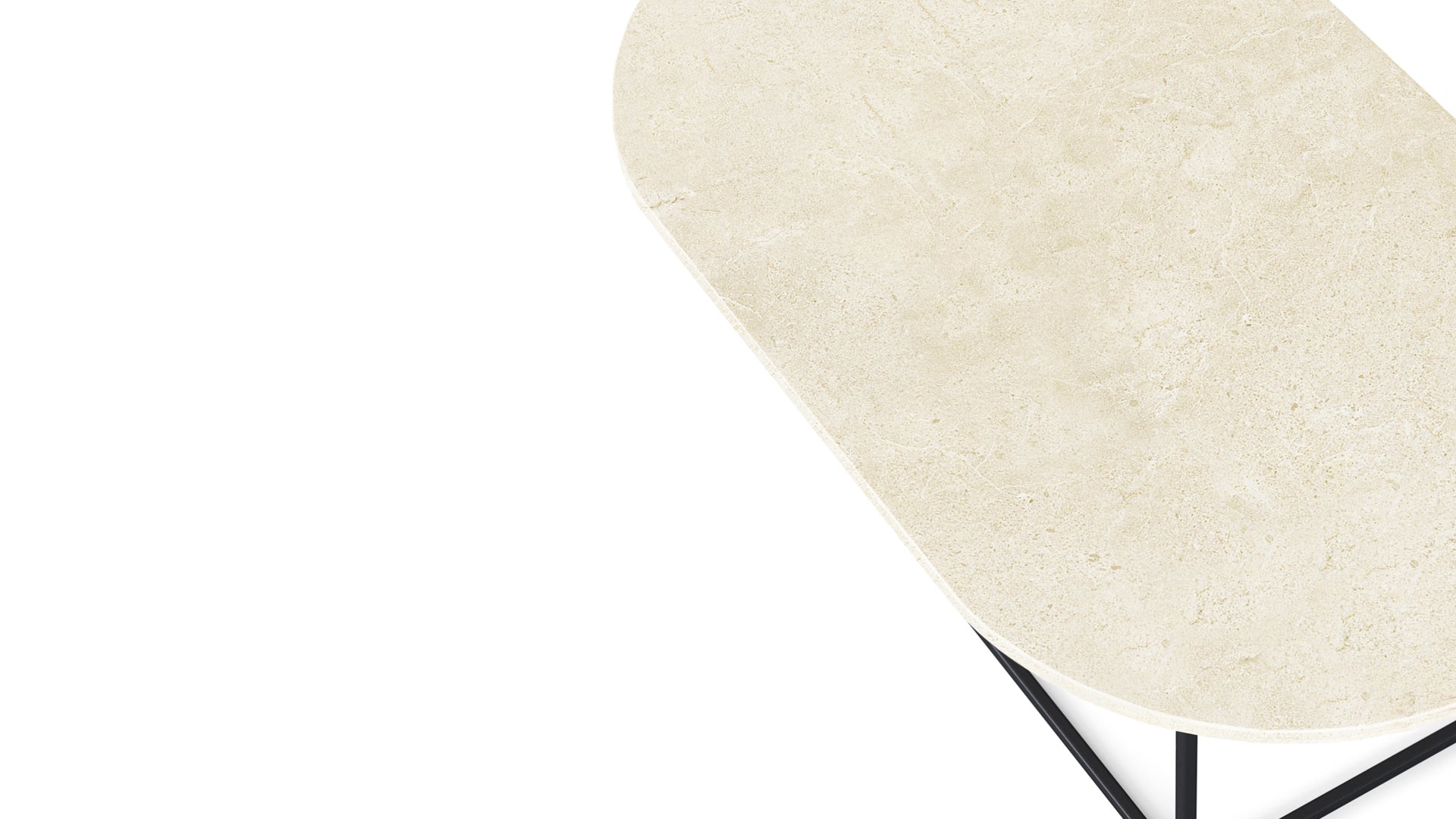 Glossy oval marble coffee table in Crema Marfil beige with a modern design, by My Store.