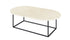 Glossy oval marble coffee table in Crema Marfil beige with gold legs, modern design, from My Store.