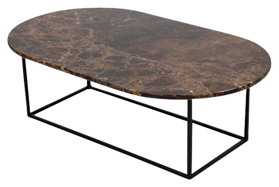 Dark Emperador Brown marble oval coffee table with glossy finish, modern design, and sturdy base, by My Store.