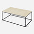 Rectangular Crema Marfil beige marble coffee table with glossy finish, showcasing elegant natural stone pattern.