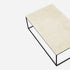 Glossy rectangular marble coffee table in Crema Marfil beige with a sleek design, perfect for modern living rooms.