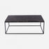Glossy dark Emperador brown rectangular marble coffee table with sleek design, ideal for modern living rooms.