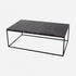 Dark Emperador brown rectangular marble coffee table with glossy finish, featuring a sleek modern design.