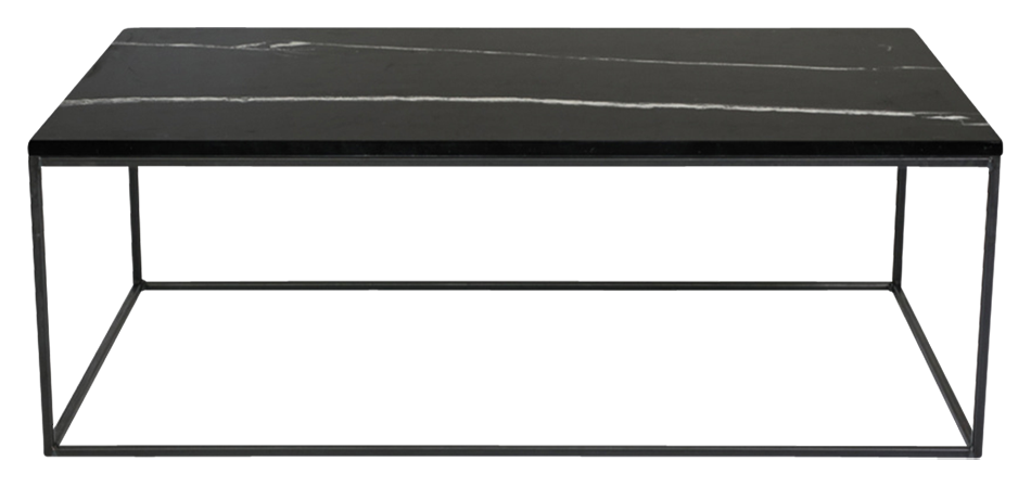 Glossy rectangular Nero Marquina black marble coffee table from My Store, showcasing sleek black marble surface and modern design.