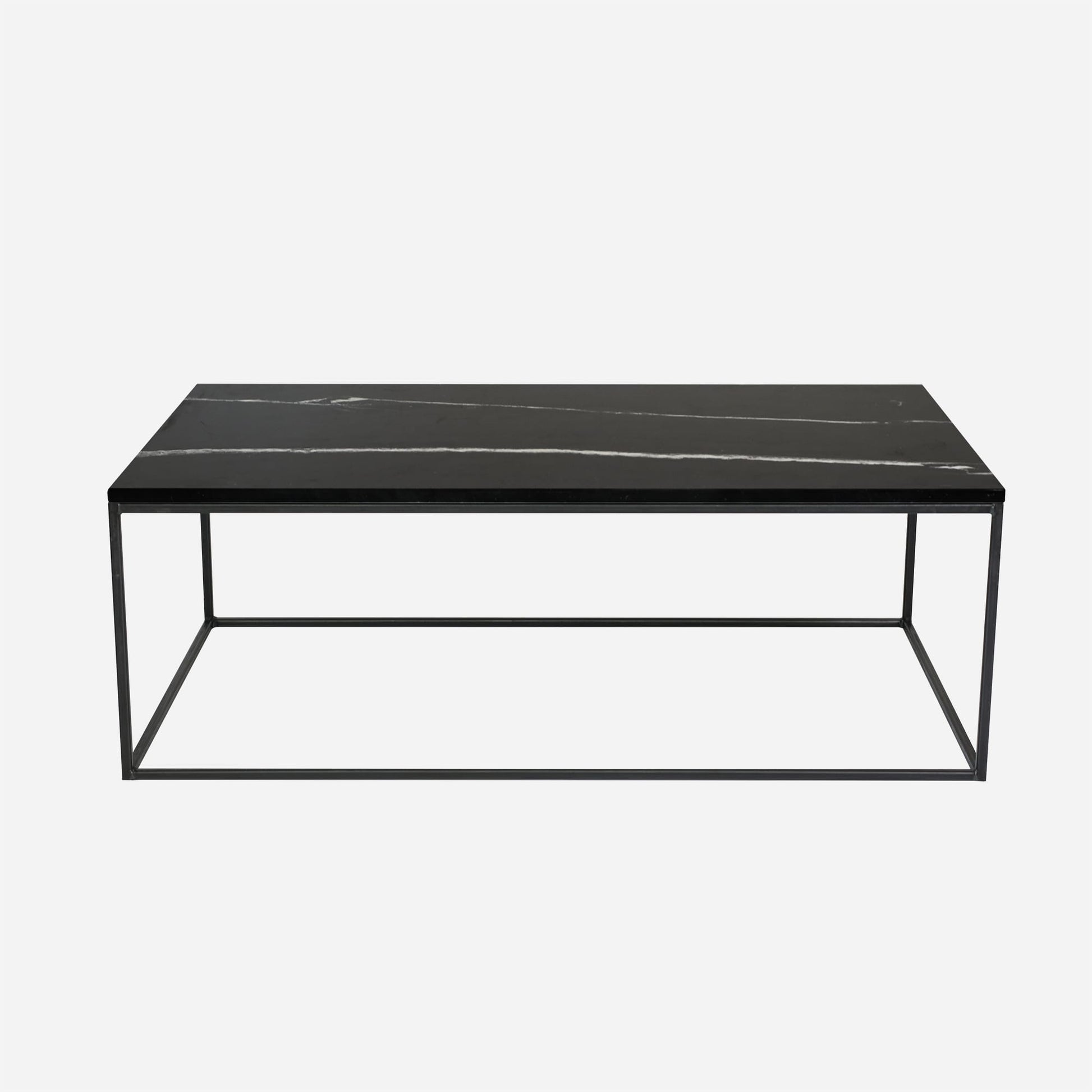 Glossy rectangular Nero Marquina black marble coffee table with sleek design, 120x70 cm, by My Store.