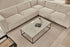 Rectangular marble coffee table made of travertine with a sleek natural stone surface and modern design.