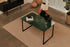 Light-stained India Green rectangular marble dining table with glossy finish and U-frame design, measuring 140x80 cm.