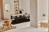 Rectangular marble dining table with Bianco Carrara white surface and U-shaped base, glossy finish, 140x80 cm.