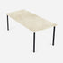 Rectangular marble dining table with four legs in glossy Crema Marfil beige marble, designed for elegant dining spaces.