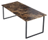Dark Emperador brown rectangular marble dining table with glossy surface and U-frame design, perfect for modern dining spaces.