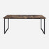 Rectangular dark Emperador brown marble dining table with U-frame base, glossy finish, designed for elegant dining spaces.