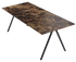 Dark Emperador brown rectangular marble dining table with glossy finish and V-frame design, ideal for modern dining rooms.