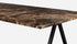 Dark Emperador brown marble rectangular dining table with V-frame legs, glossy finish, ideal for elegant dining spaces.