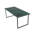 Glossy rectangular marble dining table with India Green marble top and U-shaped frame, ideal for modern dining spaces.