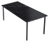 Rectangular Nero Marquina black marble dining table with four legs, glossy finish, ideal for modern dining rooms.