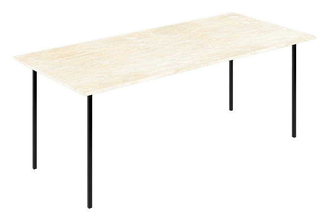 Travertine marble dining table with four legs, 140x80cm, modern design, sturdy construction, ideal for dining room decor.