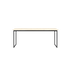 Marble dining table with travertine surface and U-shaped frame, modern design, ideal for contemporary dining rooms.