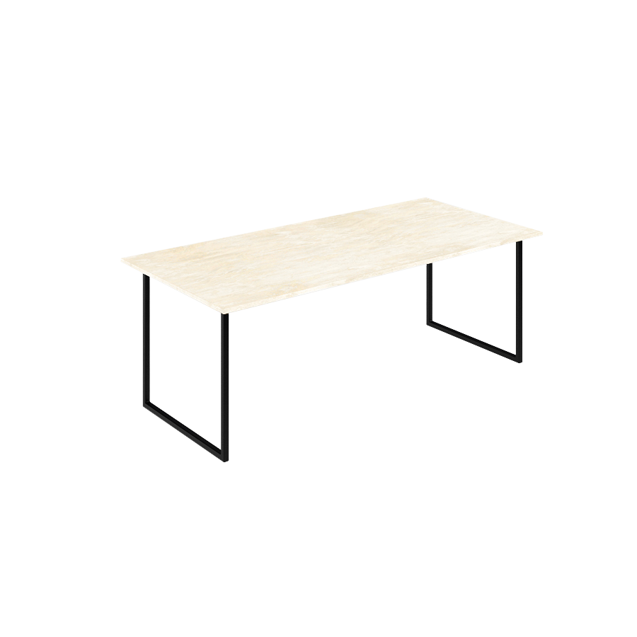 Marble dining table with travertine surface and U-shaped frame, modern design, from My Store.