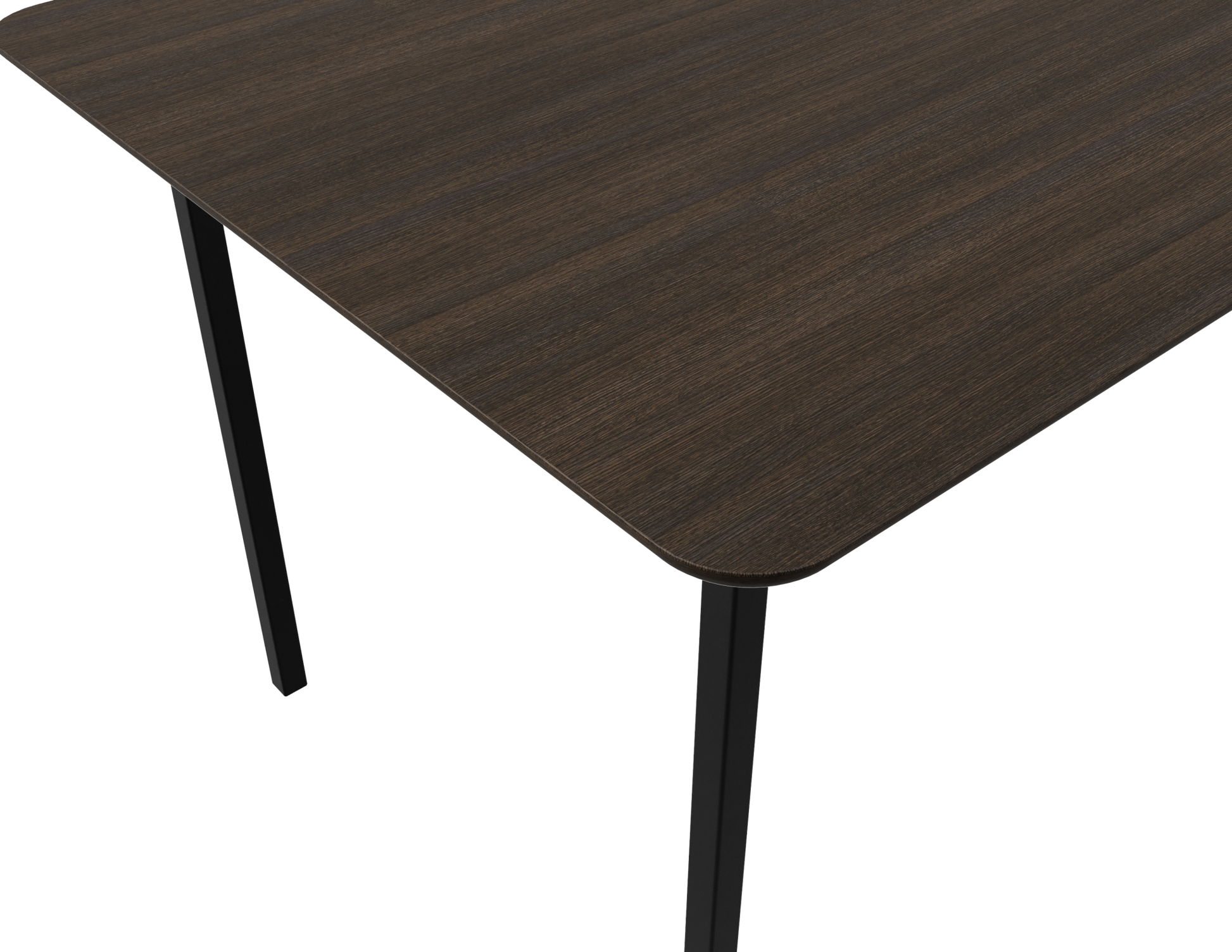 Rectangular smoked oak dining table with a 4-legged frame, showcasing smooth wood grain and modern design for dining room decor.