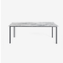 Rectangular Arabescato marble dining table with four legs, glossy finish, ideal for modern dining rooms.