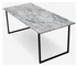 Rectangular Arabescato marble dining table with glossy finish and U-frame design, showcasing elegant natural stone pattern.