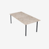 Glossy rectangular marble dining table with Crema Altea finish and four legs, ideal for modern dining rooms.