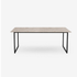 Glossy rectangular marble dining table with U-frame base in Crema Altea, features a sleek design and natural stone finish.