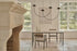 Glossy rectangular marble dining table in Crema Altea with V-frame design, perfect for modern dining spaces.