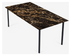 Rectangular Portoro marble dining table with four legs, glossy finish, ideal for modern dining rooms.