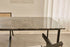 Glossy rectangular Portoro marble dining table with four legs, ideal for modern dining rooms.