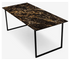 Glossy rectangular Portoro marble dining table with U-frame base, measuring 140 x 90 cm, by My Store.
