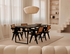 Glossy rectangular marble dining table with Portoro marble top and U-shaped metal frame, ideal for modern dining rooms.