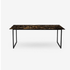 Rectangular Portoro marble dining table with glossy finish and U-frame base, measuring 140x90 cm.
