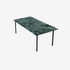 Glossy rectangular marble dining table in Verde Alpi with four legs, perfect for modern dining rooms