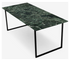 Rectangular Verde Alpi marble dining table with an U-frame base, glossy finish, measuring 140x90 cm, by My Store.