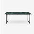 Glossy rectangular marble dining table with Verde Alpi stone and U-frame design, ideal for modern dining rooms.