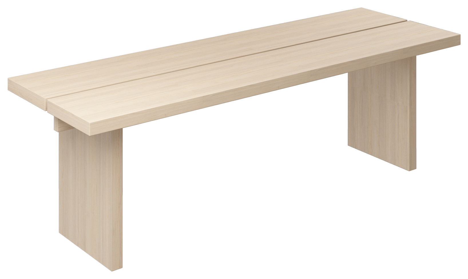 Rectangular Kanji dining table in ash white oak with 160 cm length, 80 cm width, and 4 cm thickness for modern dining spaces.