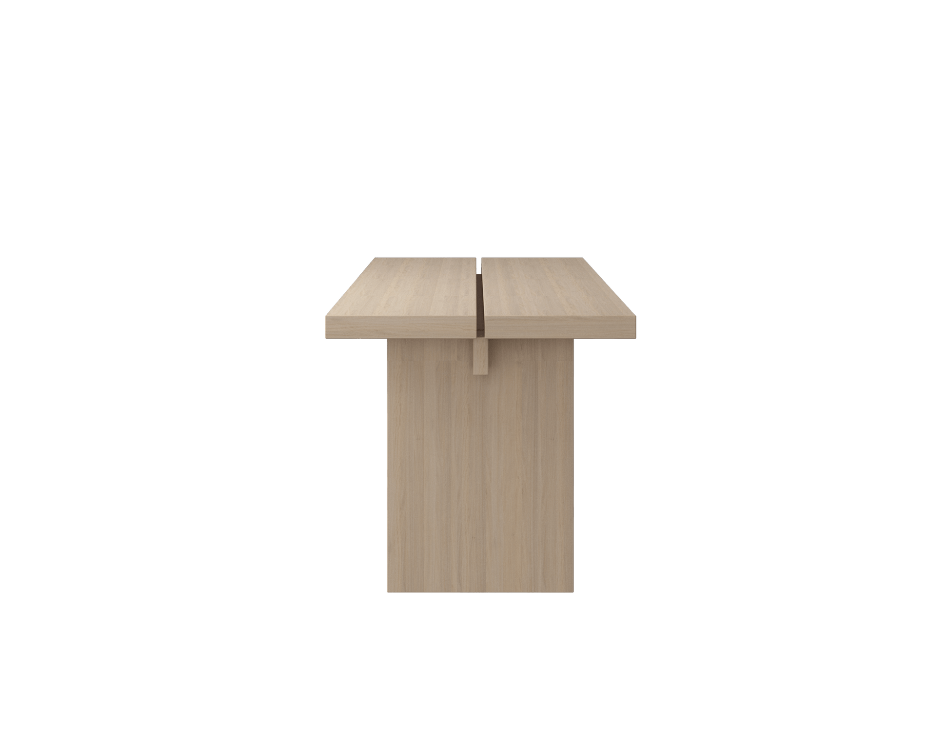 Rectangular KANJI dining table in Ash White oak with 4cm thickness and 80cm width, showcasing a modern wooden design