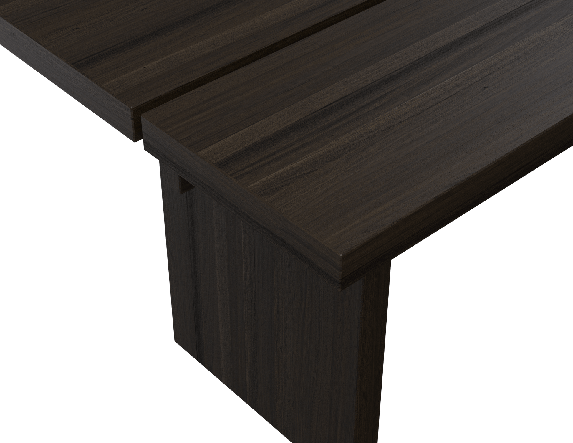 Rectangular KANJI dining table in charcoal oak finish with 160cm length and 80cm width, featuring a sleek modern design.