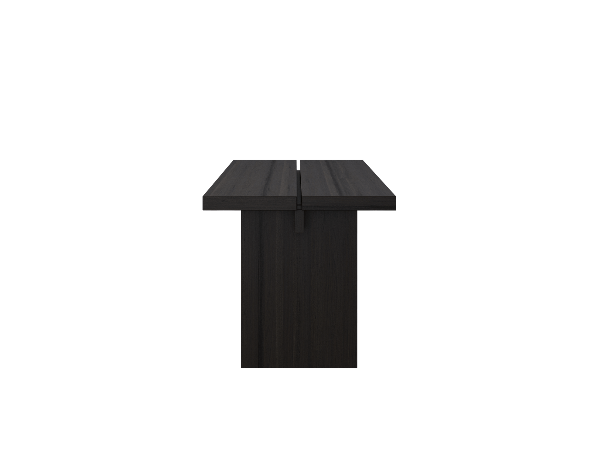 Rectangular Kanji dining table in charcoal oak wood with a sleek modern design, measuring 160 cm by 80 cm.