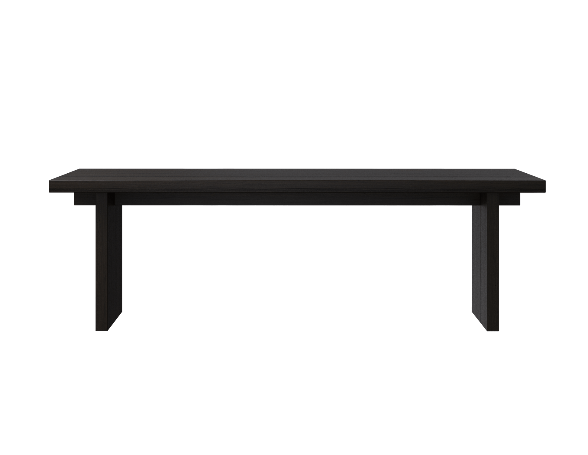 Rectangular KANJI dining table in charcoal oak finish with 160cm length, 80cm width, and 4cm thickness.