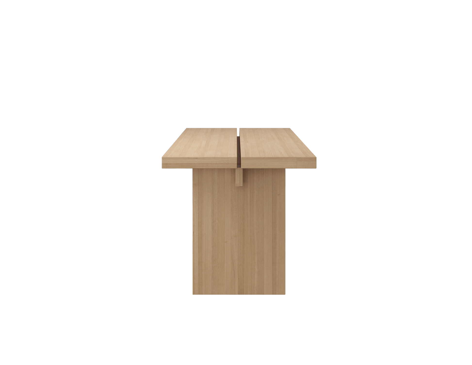 Rectangular dining table in natural oak wood with 160 cm length and 80 cm width, featuring a sleek, modern design.
