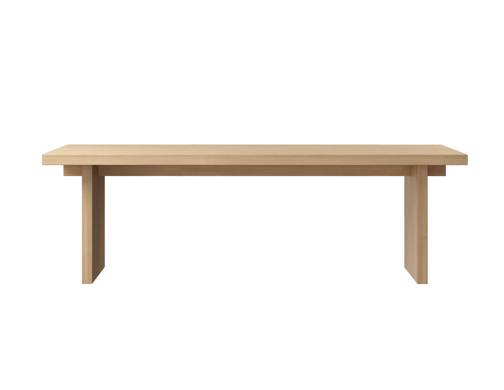 Rectangular dining table in natural oak with 160cm length and 80cm width, featuring a sleek, modern design from the KANJI collection.