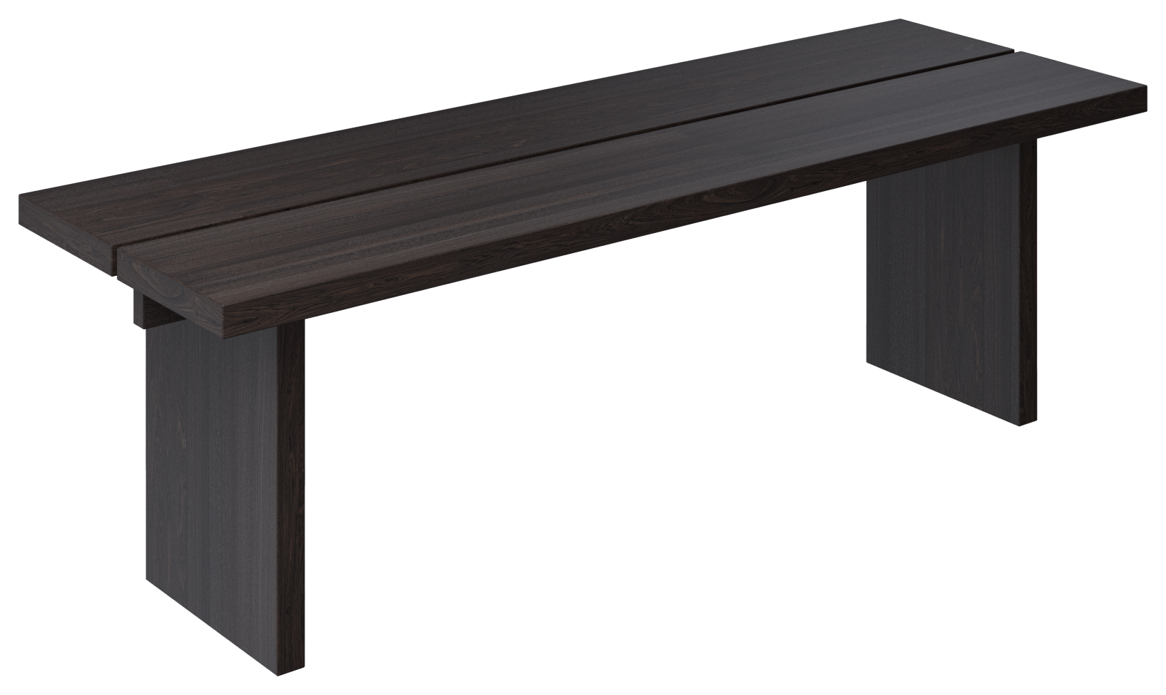 Rectangular dining table in smoked oak wood with a sleek design, featuring a 160cm length, 80cm width, and 4cm thickness.