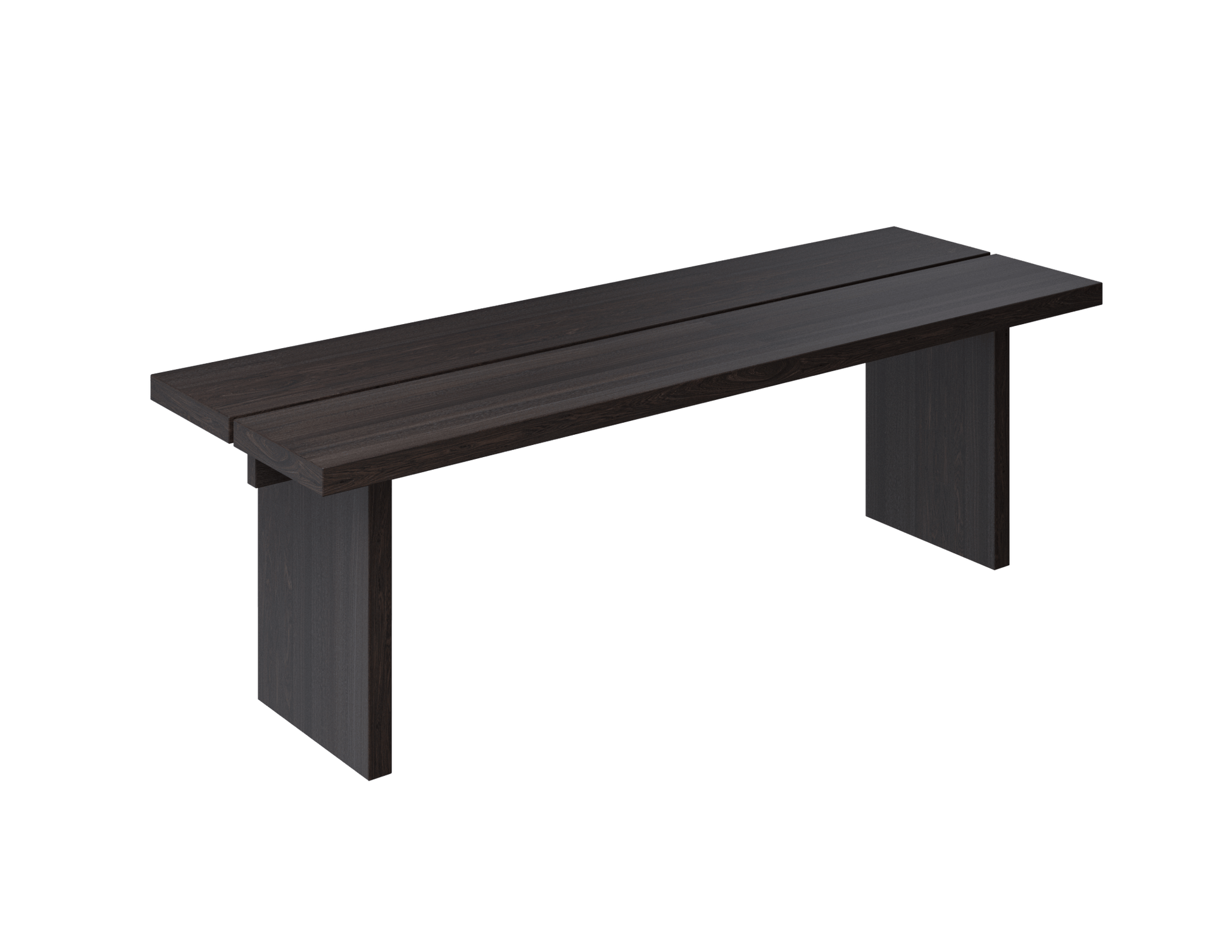 Rectangular KANJI dining table in smoked oak finish with 160cm length, 80cm width, and 4cm thickness.